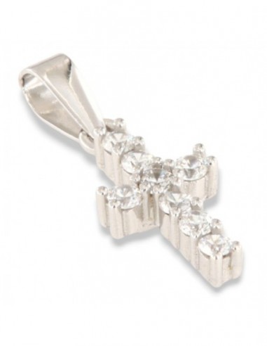 Ciondolo Argento Rodiato Croce Zirconi Bianchi [b64f125b]