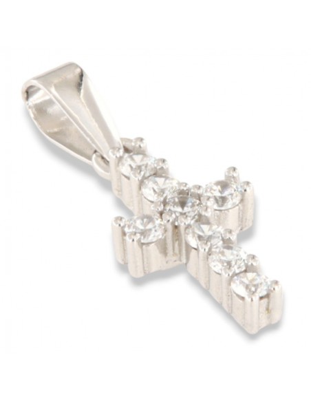 Ciondolo Argento Rodiato Croce Zirconi Bianchi [b64f125b]