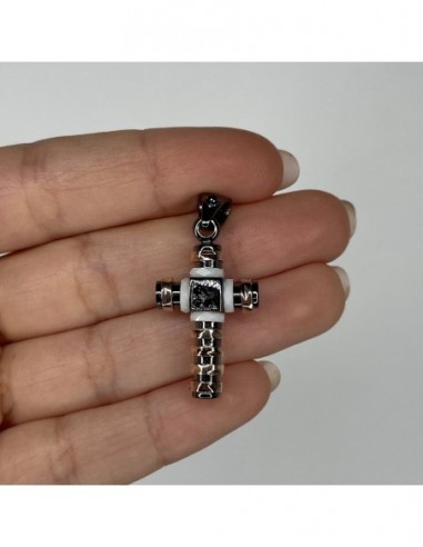 Ciondolo Argento Rosato Croce Rondelle Alternate [238fb586]