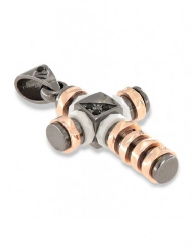 Ciondolo Argento Rosato Croce Rondelle Alternate [94927482]