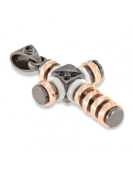 Ciondolo Argento Rosato Croce Rondelle Alternate [94927482]