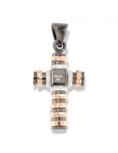 Ciondolo Argento Rosato Croce Rondelle Alternate [91c2339c]