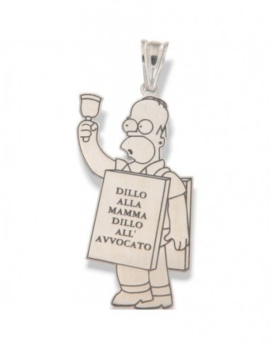 Ciondolo Argento Rodiato Homer Simpson [4f6fc46c]