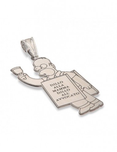 Ciondolo Argento Rodiato Homer Simpson [dfd92041]
