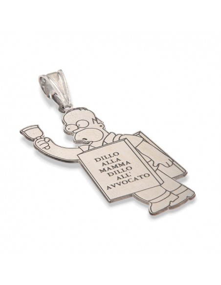 Ciondolo Argento Rodiato Homer Simpson [dfd92041]