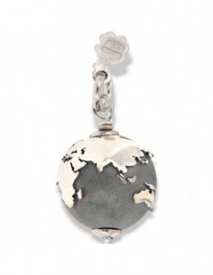 Ciondolo Argento Rodiato Mappamondo Sferico [4fd8d9ad]