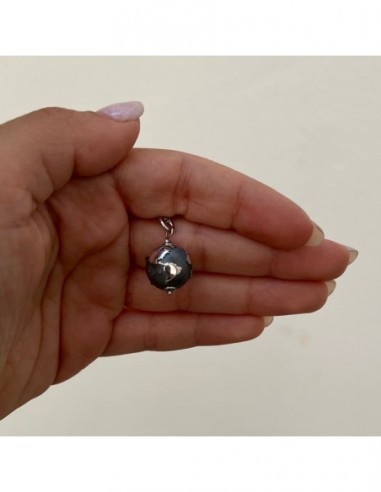 Ciondolo Argento Rodiato Mappamondo Sferico [74f12f9a]
