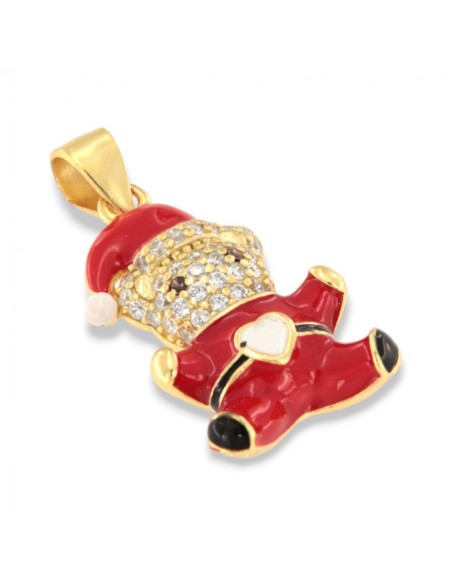 Ciondolo Argento Dorato Orsetto Natalizio Zirconi Pavè [6d881439]