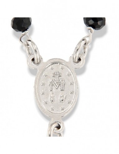 Collana Argento Rodiato Rosario Sfere Nere [d2cfab92]