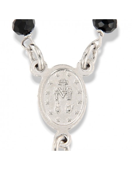 Collana Argento Rodiato Rosario Sfere Nere [d2cfab92]