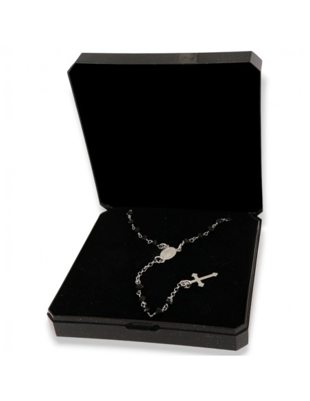 Collana Argento Rodiato Rosario Sfere Nere [0eb9af81]