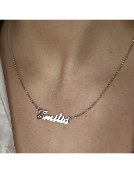 Collana Argento Rodiato Nome Emilia [fd63cf13]