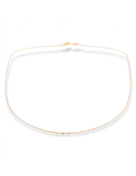 Collana Oro Giallo Rosa Bianco Catenina [00853bb7]
