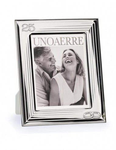 CORNICE ARGENTO BIANCO 25 ANNIVERSARIO GRANDE 18x24 cm [ad41d65c]