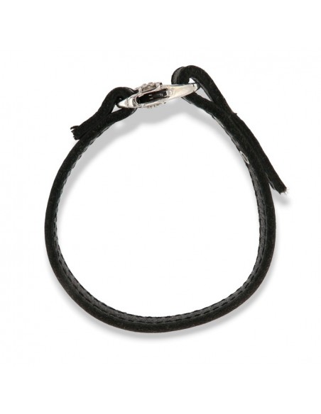 Bracciale Argento Rodiato Cinturino Cuorio Moschettone Etrusco [eed82e70]