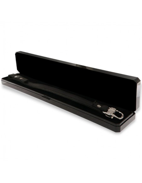 Bracciale Argento Rodiato Cinturino Cuorio Moschettone Etrusco [59c5ef74]