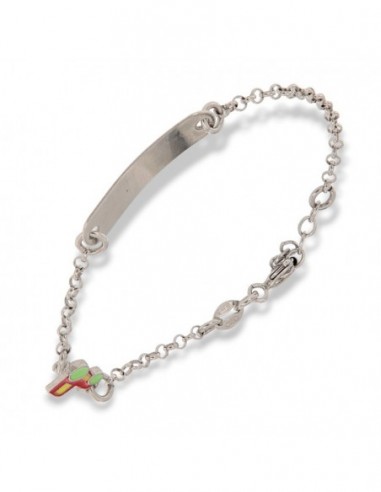 Bracciale Argento Rodiato Neonato Piastra Centrale Treno [90ea3140]