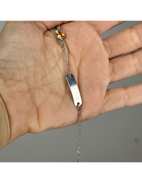 Bracciale Argento Rodiato Neonato Piastra Centrale Treno [601b4db5]
