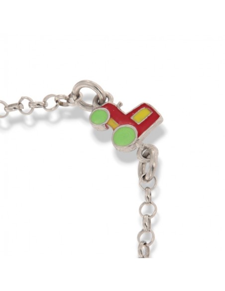 Bracciale Argento Rodiato Neonato Piastra Centrale Treno [d7068cb1]