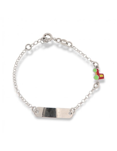Bracciale Argento Rodiato Neonato Piastra Centrale Treno [d256cbaf]