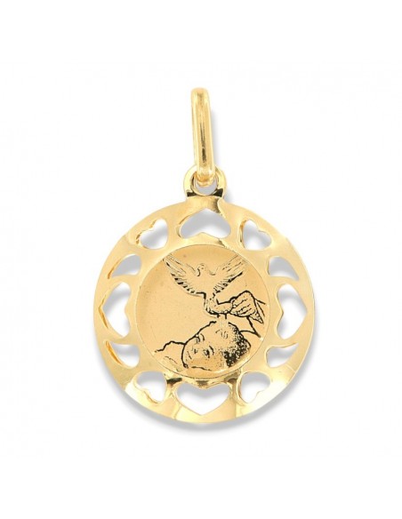 CIONDOLO ORO GIALLO MEDAGLIA TONDA FORATA [1152f0e0]