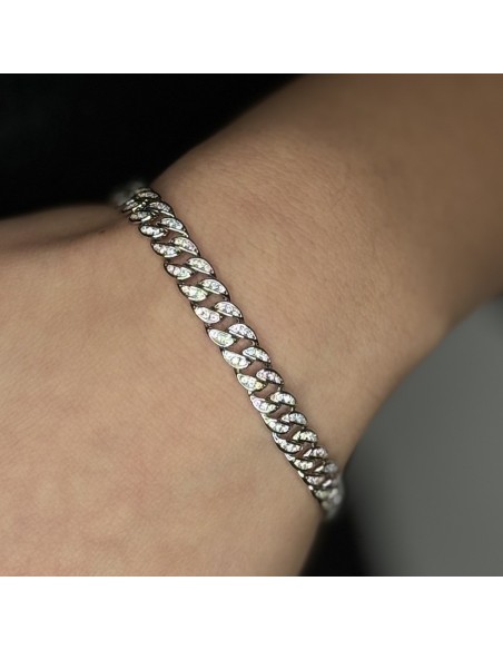 Bracciale Argento Rodiato Grumetta Zirconi Bianchi [311652e3]