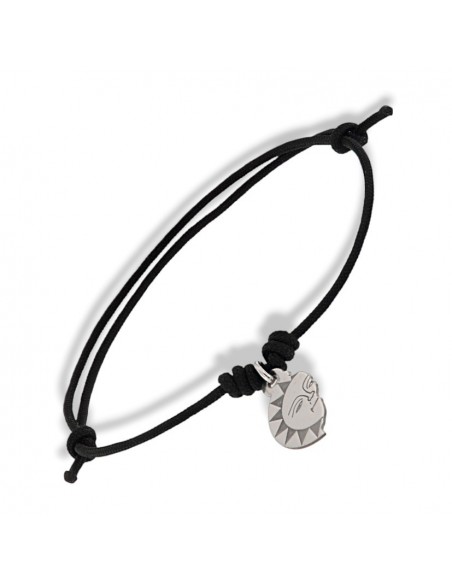 Bracciale Argento Rodiato Laccio Nero Sole [8447331c]