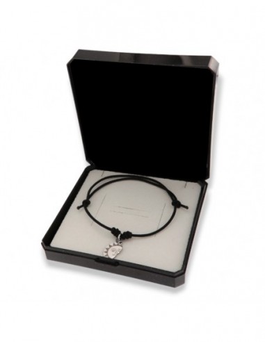 Bracciale Argento Rodiato Laccio Nero Sole [afe5e791]