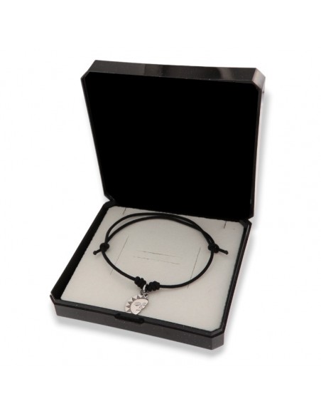 Bracciale Argento Rodiato Laccio Nero Sole [afe5e791]