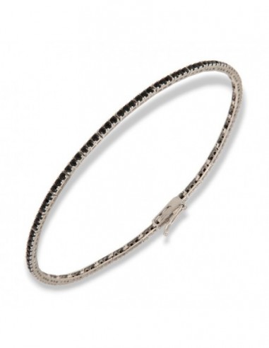 Bracciale Oro Bianco Tennis Zirconi Neri 1,5MM [0e57650d]