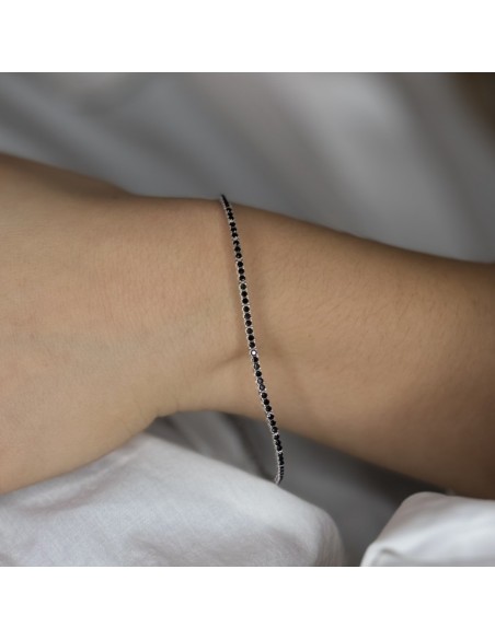Bracciale Oro Bianco Tennis Zirconi Neri 1,5MM [d009733f]