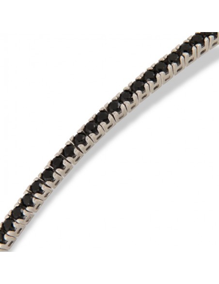 Bracciale Oro Bianco Tennis Zirconi Neri 1,5MM [6714b23b]