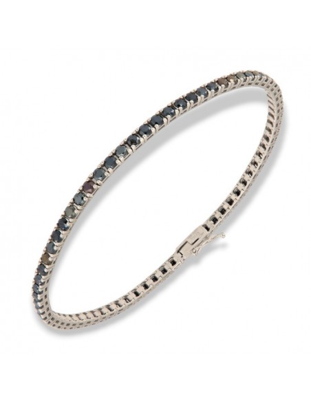 Bracciale Oro Bianco Tennis Zirconi Neri 2,5MM 21CM [65e58659]