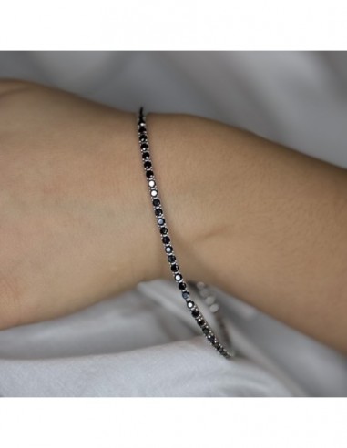Bracciale Oro Bianco Tennis Zirconi Neri 2,5MM 21CM [86dfc151]