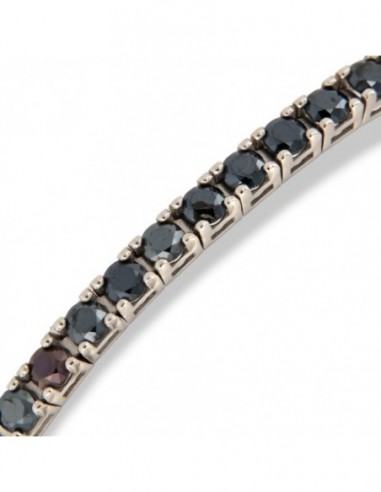 Bracciale Oro Bianco Tennis Zirconi Neri 2,5MM 21CM [31c20055]