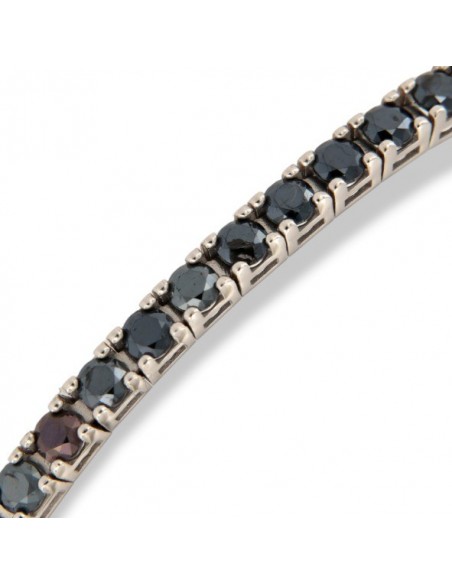 Bracciale Oro Bianco Tennis Zirconi Neri 2,5MM 21CM [31c20055]