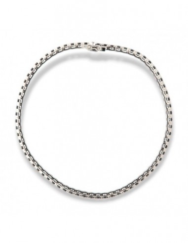 Bracciale Oro Bianco Tennis Zirconi Neri 2,5MM 21CM [3492474b]