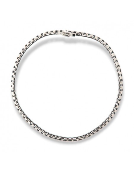 Bracciale Oro Bianco Tennis Zirconi Neri 2,5MM 21CM [3492474b]