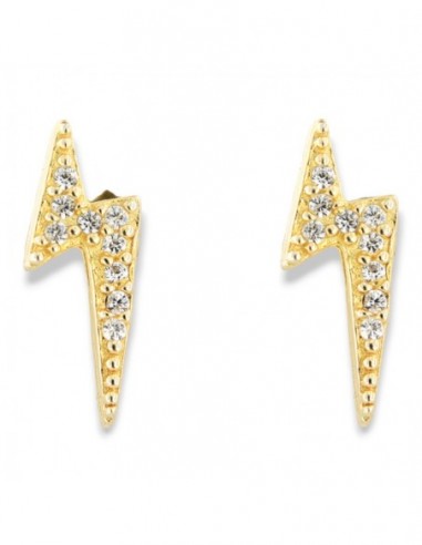 Orecchini Argento Dorato Fulmine Zirconi Bianchi [9d8433c8]