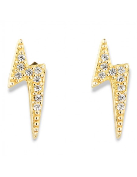 Orecchini Argento Dorato Fulmine Zirconi Bianchi [9d8433c8]