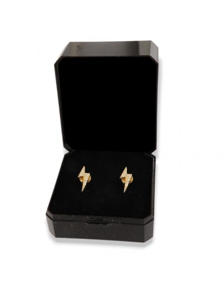 Orecchini Argento Dorato Fulmine Zirconi Bianchi [c1eb41c4]