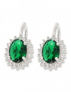 Orecchini Argento Rodiato Monachina Verde 9x7MM [2fc9b5d2]