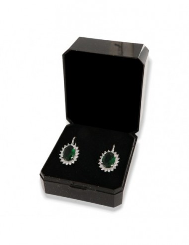 Orecchini Argento Rodiato Monachina Verde 9x7MM [d30092c0]