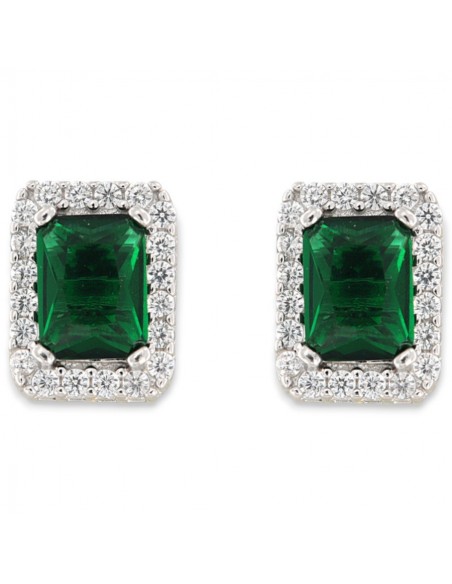 Orecchini Argento Rodiato Principessa Verde 8x6MM [98d474d6]