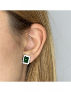 Orecchini Argento Rodiato Principessa Verde 8x6MM [98d474d6] 2