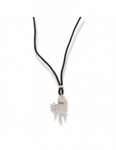 COLLANA ARGENTO LACCIO NERO POLPO PAVE' ZIRCONI [0e464dbd]
