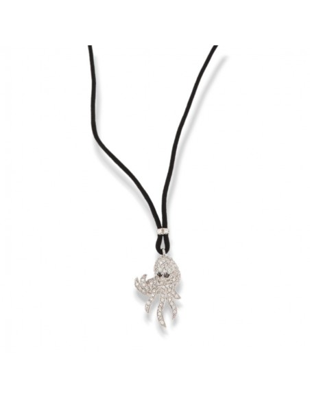 COLLANA ARGENTO LACCIO NERO POLPO PAVE' ZIRCONI [0e464dbd]