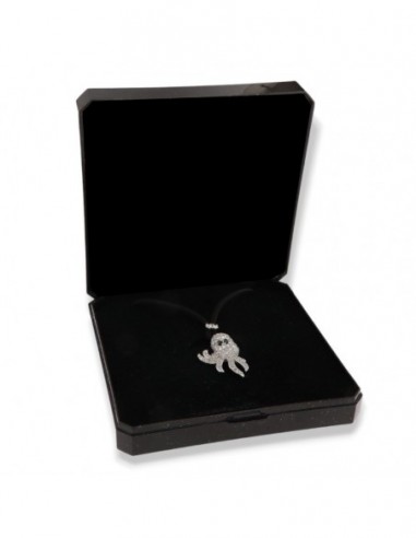 COLLANA ARGENTO LACCIO NERO POLPO PAVE' ZIRCONI [976aa038]