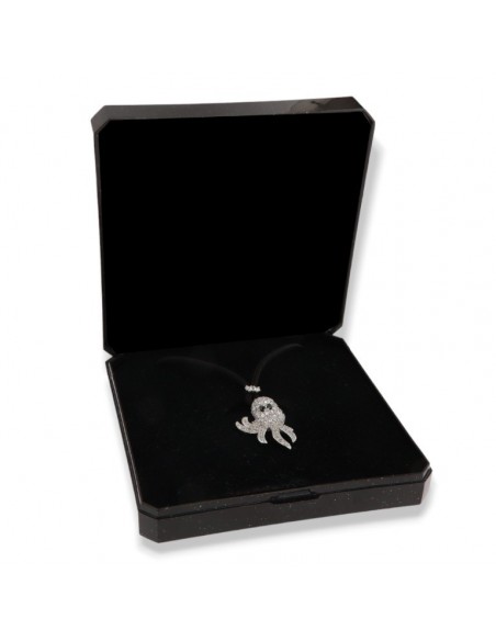 COLLANA ARGENTO LACCIO NERO POLPO PAVE' ZIRCONI [976aa038]