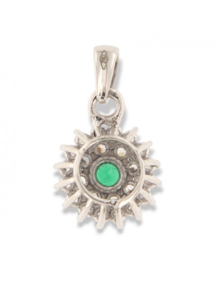 Ciondolo Oro Bianco Punto Luce Zirconi Verdi Bianchi [864cb5bd]